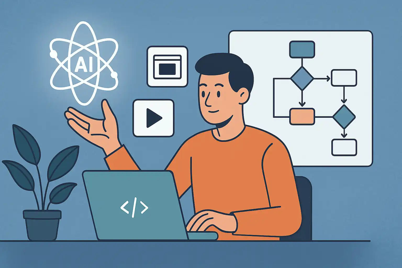 Diagram showing modular services, clean data pipelines, and adaptive UI for AI-ready apps