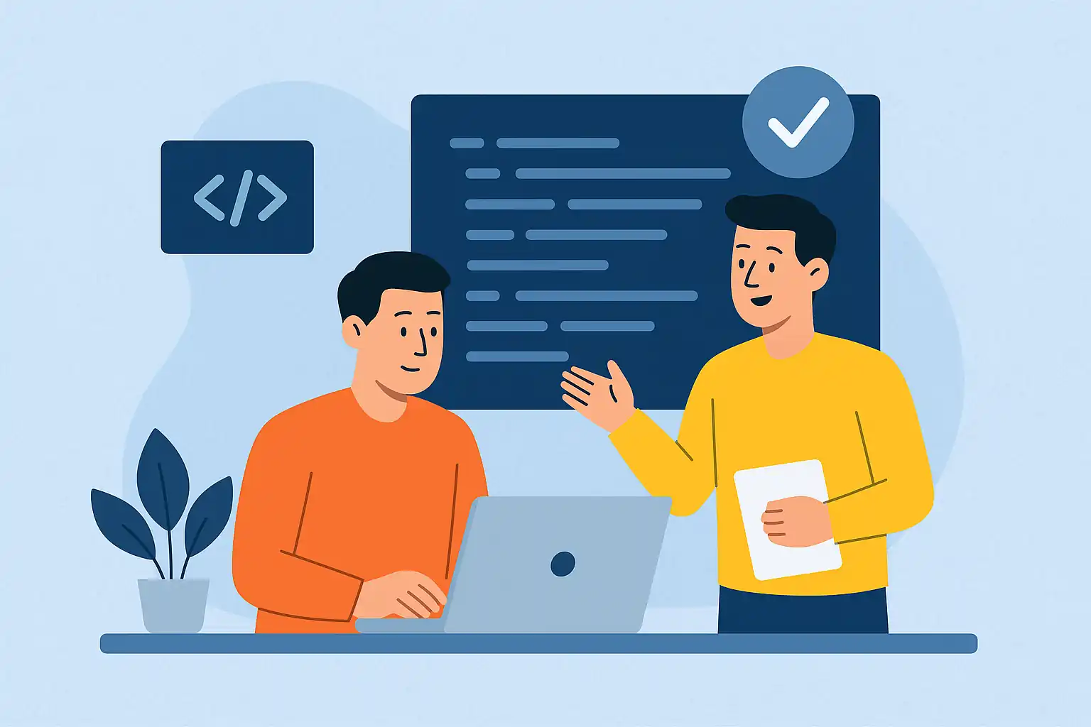 Developers discussing pull requests and review comments