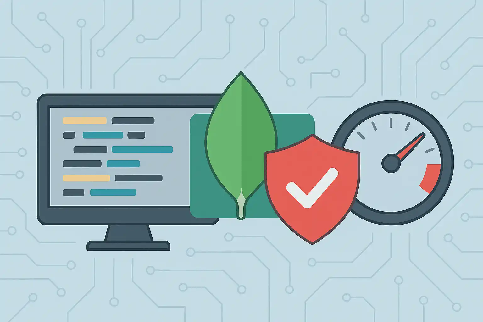 MERN stack best practices diagram: reliability, security, performance layers