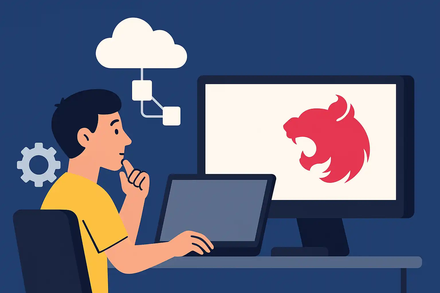 Diagram showing Nest.js layered into a MERN backend