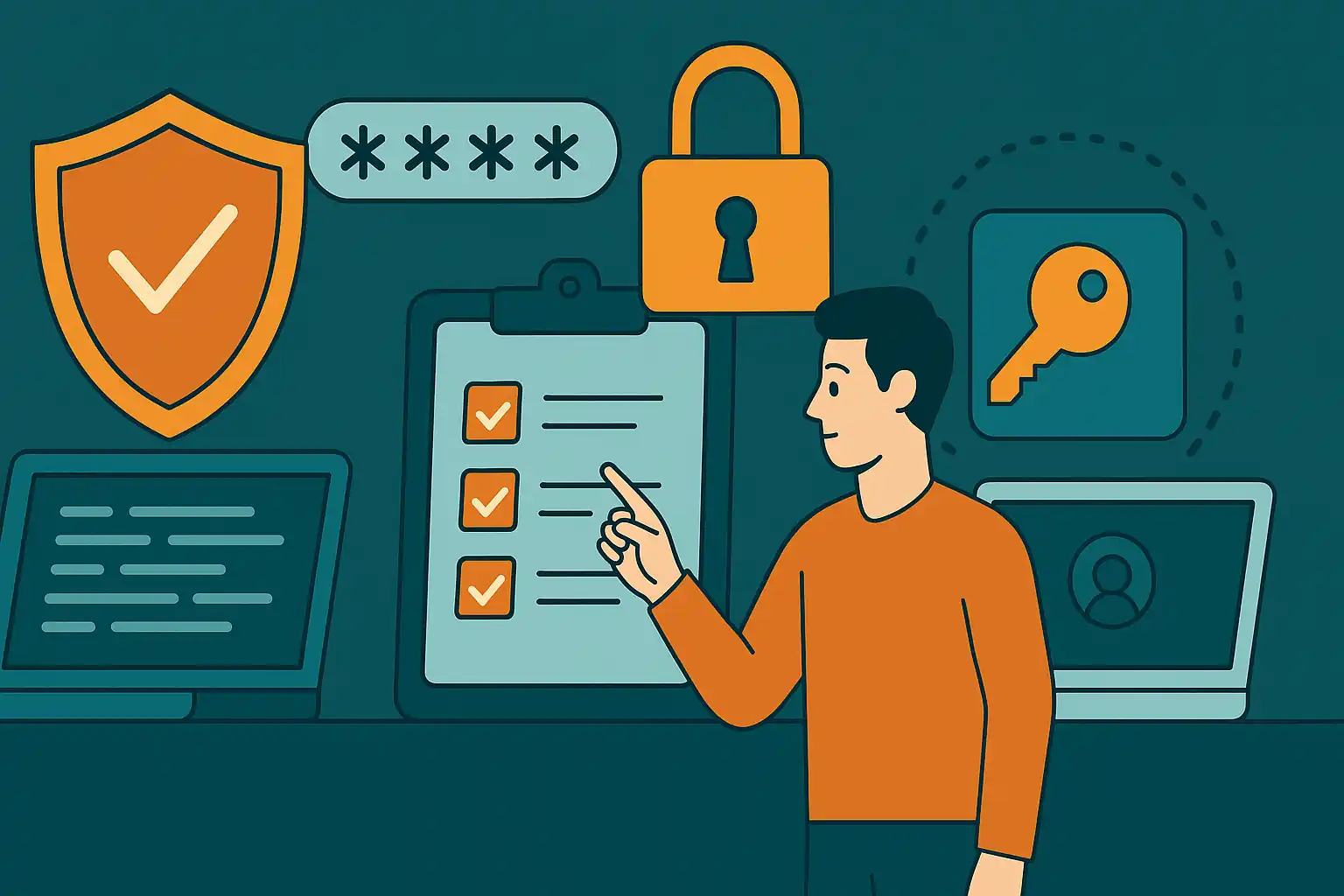 Security checklist overlayed on app UI